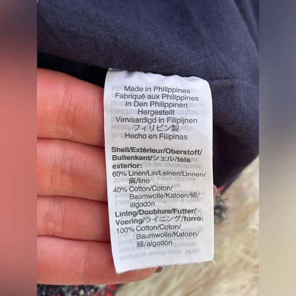 J Crew maxi tiered dress belted linen blend ditsy floral print navy blue size 2 - Picture 8 of 9